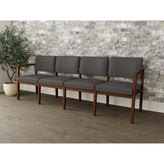 Lenox Wood Waiting Reception 4 Seat Tandem Seating Wood Frame No Center Arms