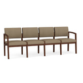 Lenox Wood Waiting Reception 4 Seat Tandem Seating Wood Frame No Center Arms