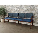 Lenox Wood Waiting Reception 4 Seat Tandem Seating Wood Frame No Center Arms