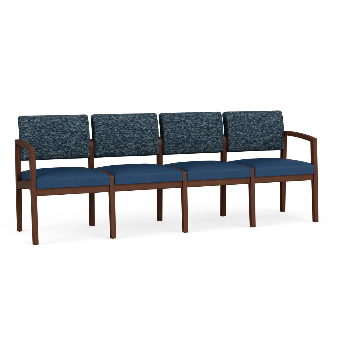 Lenox Wood Waiting Reception 4 Seat Tandem Seating Wood Frame No Center Arms