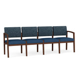 Lenox Wood Waiting Reception 4 Seat Tandem Seating Wood Frame No Center Arms