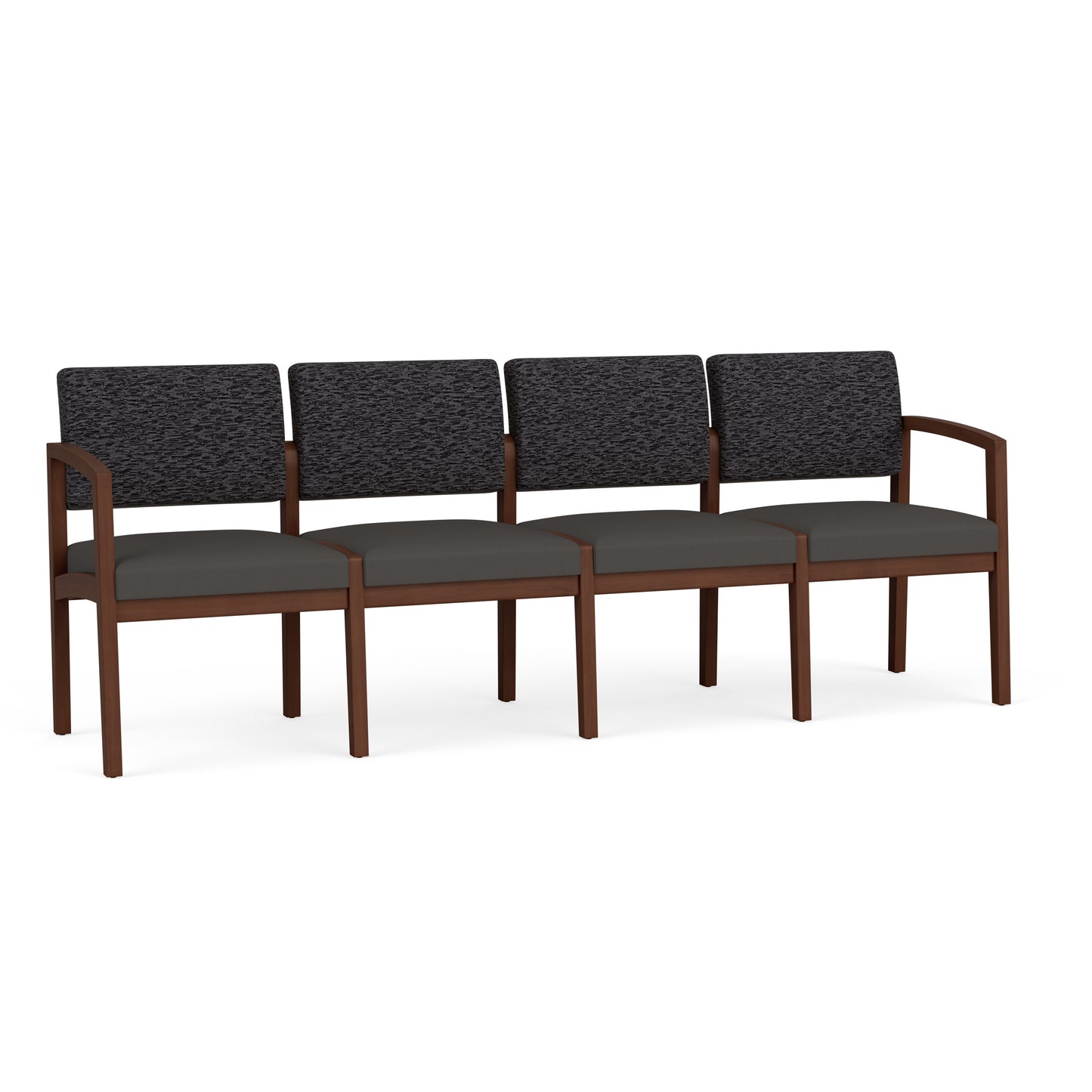 Lenox Wood Waiting Reception 4 Seat Tandem Seating Wood Frame No Center Arms