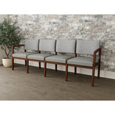 Lenox Wood Waiting Reception 4 Seat Tandem Seating Wood Frame No Center Arms