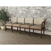 Lenox Wood Waiting Reception 4 Seat Tandem Seating Wood Frame No Center Arms