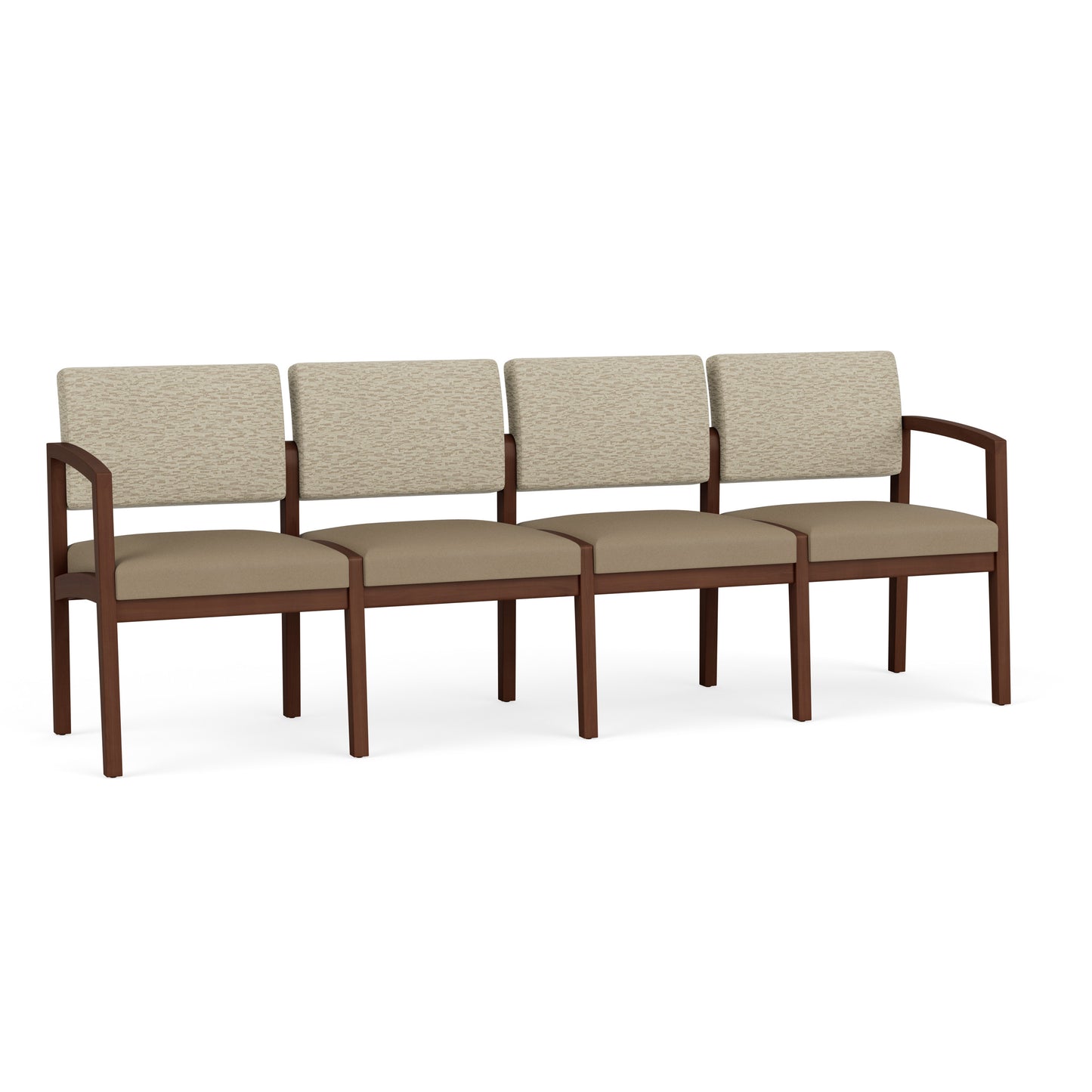 Lenox Wood Waiting Reception 4 Seat Tandem Seating Wood Frame No Center Arms