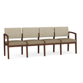 Lenox Wood Waiting Reception 4 Seat Tandem Seating Wood Frame No Center Arms