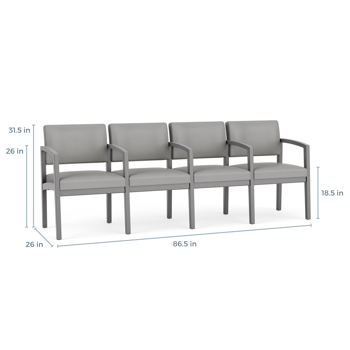 Lenox Wood Waiting Reception 4 Seat Tandem Seating Wood Frame