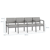 Lenox Wood Waiting Reception 4 Seat Tandem Seating Wood Frame
