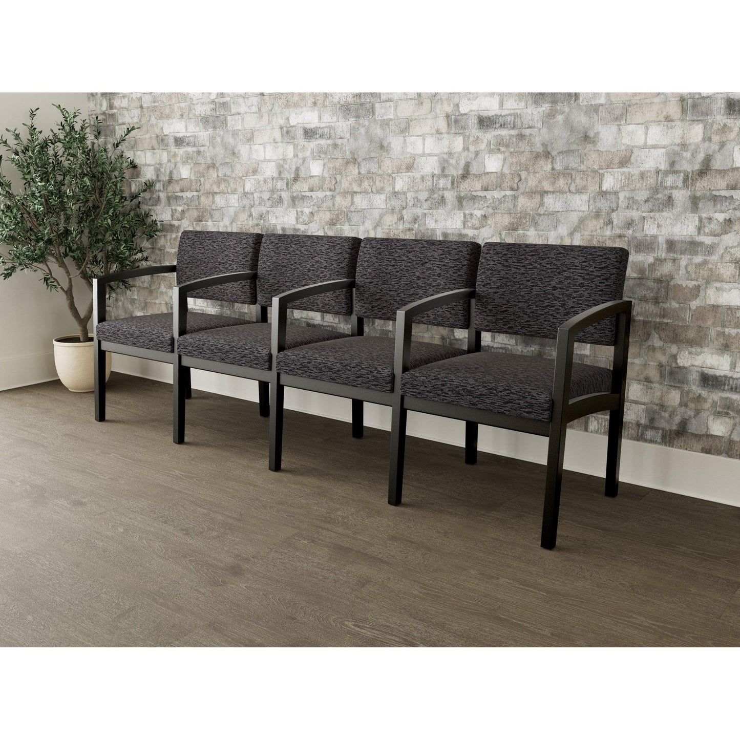 Lenox Wood Waiting Reception 4 Seat Tandem Seating Wood Frame