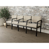 Lenox Wood Waiting Reception 4 Seat Tandem Seating Wood Frame