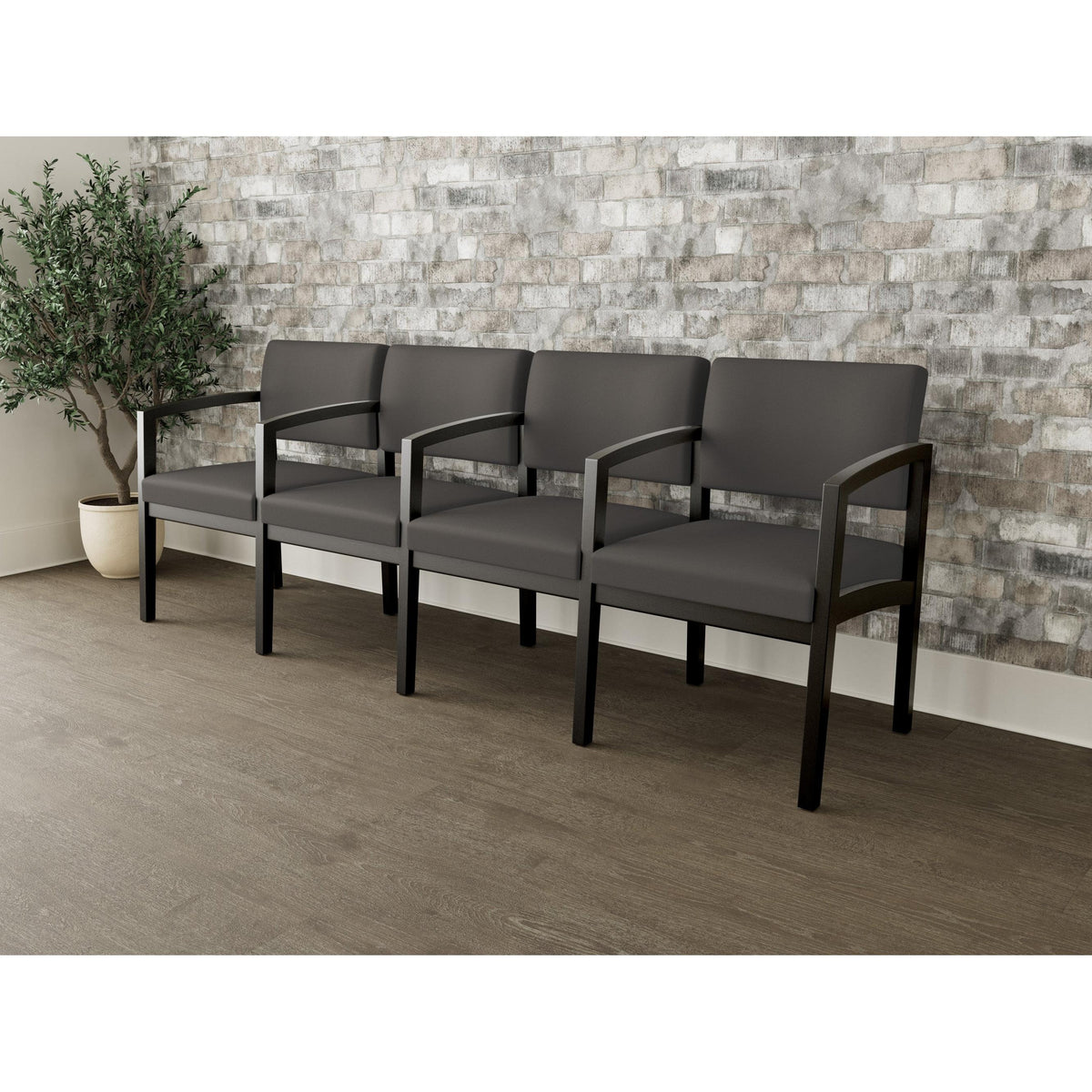 Lenox Wood Waiting Reception 4 Seat Tandem Seating Wood Frame