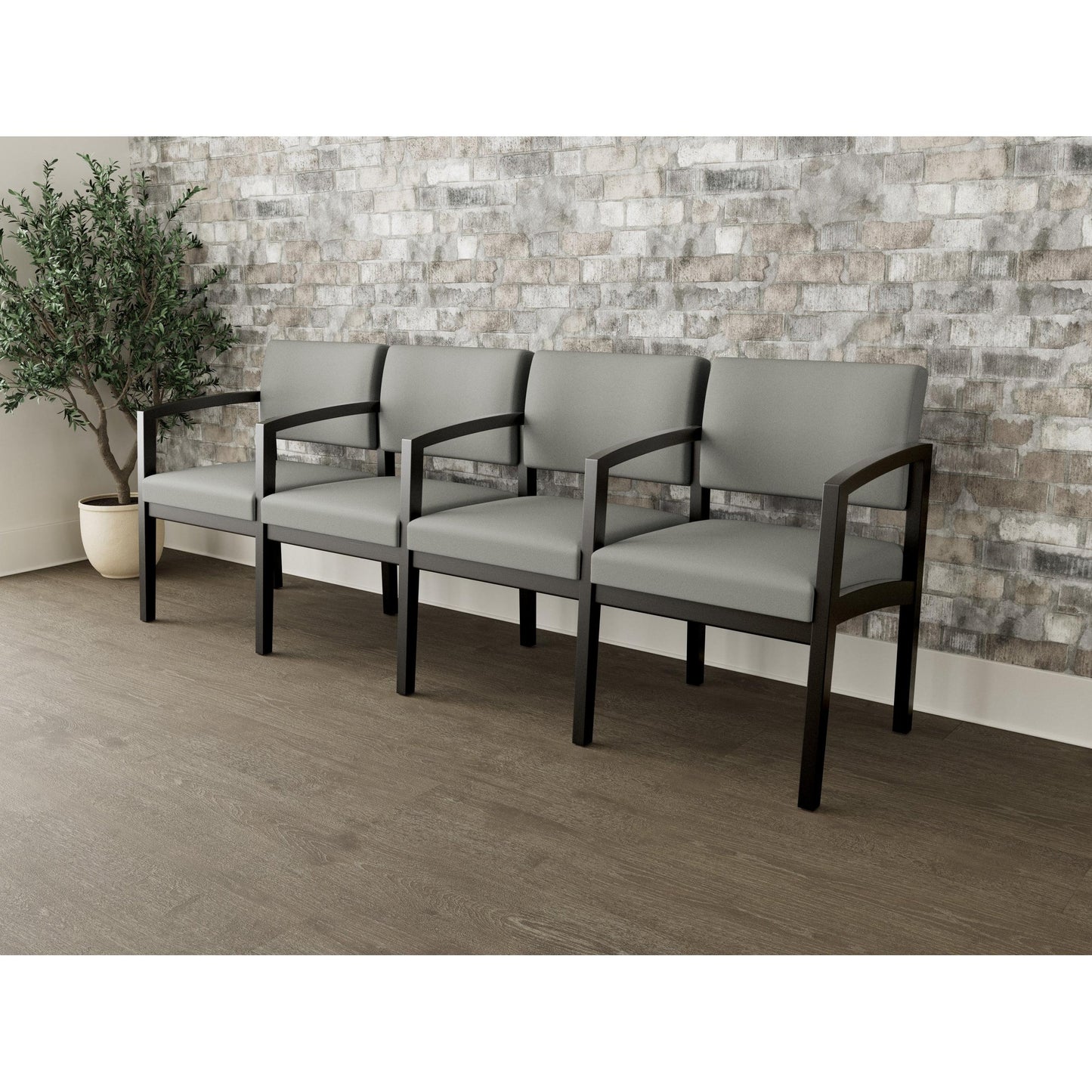 Lenox Wood Waiting Reception 4 Seat Tandem Seating Wood Frame