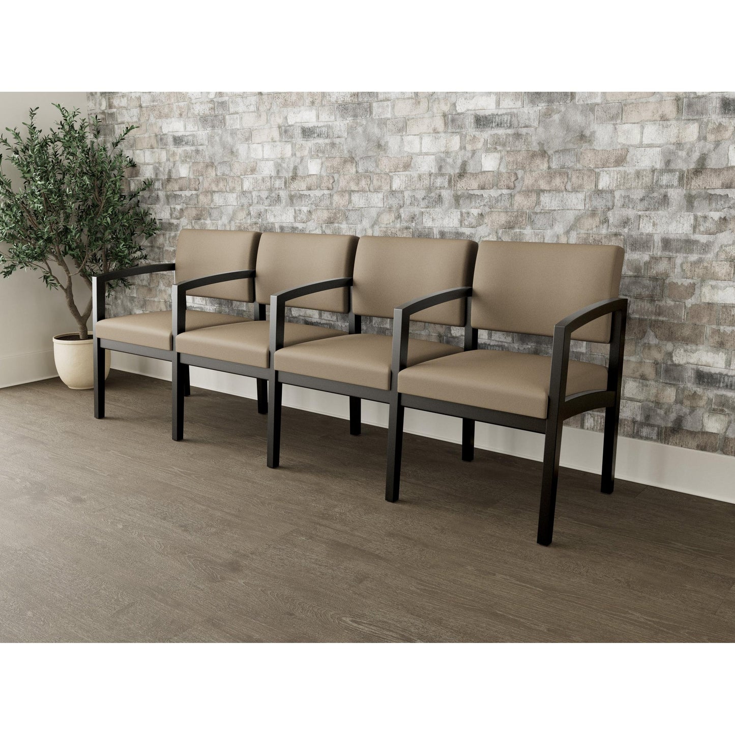 Lenox Wood Waiting Reception 4 Seat Tandem Seating Wood Frame