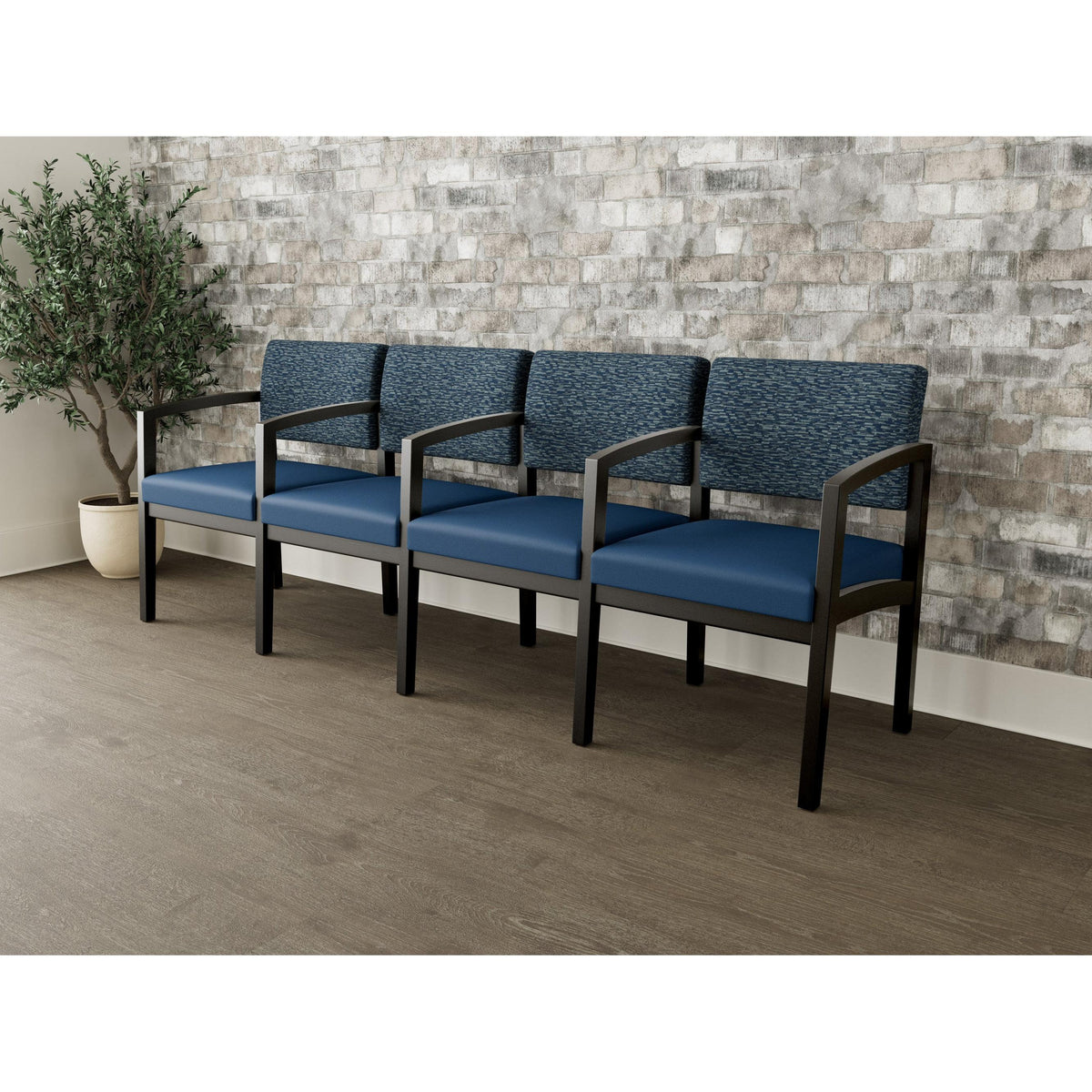 Lenox Wood Waiting Reception 4 Seat Tandem Seating Wood Frame