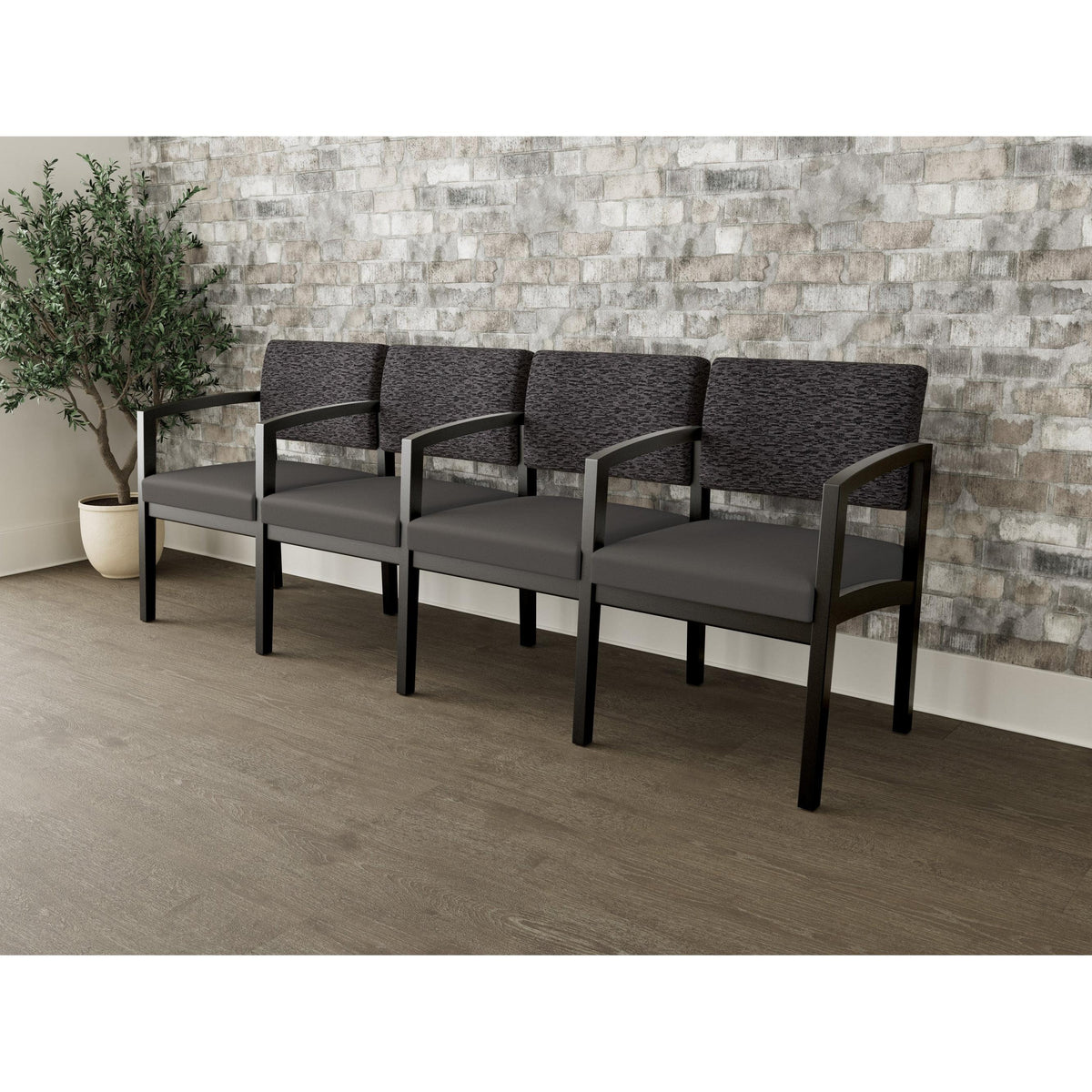 Lenox Wood Waiting Reception 4 Seat Tandem Seating Wood Frame
