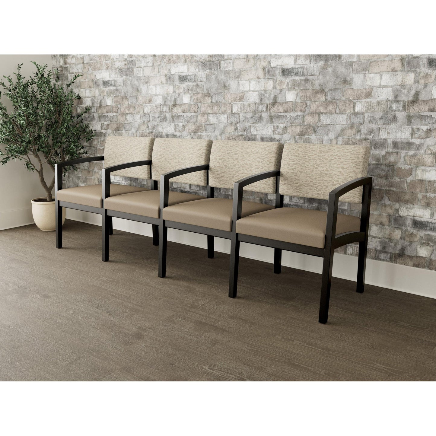 Lenox Wood Waiting Reception 4 Seat Tandem Seating Wood Frame