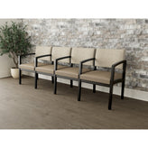 Lenox Wood Waiting Reception 4 Seat Tandem Seating Wood Frame