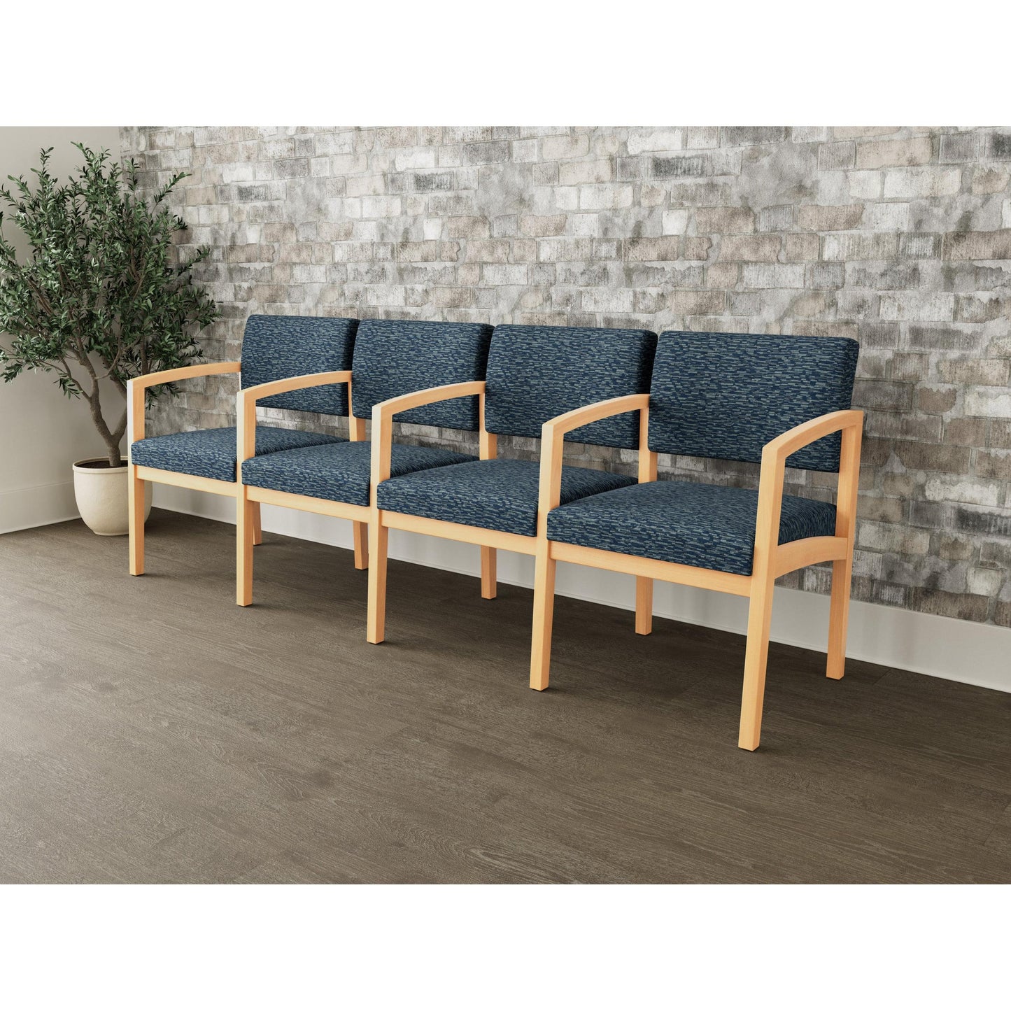 Lenox Wood Waiting Reception 4 Seat Tandem Seating Wood Frame