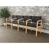 Lenox Wood Waiting Reception 4 Seat Tandem Seating Wood Frame