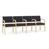 Lenox Wood Waiting Reception 4 Seat Tandem Seating Wood Frame