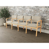 Lenox Wood Waiting Reception 4 Seat Tandem Seating Wood Frame