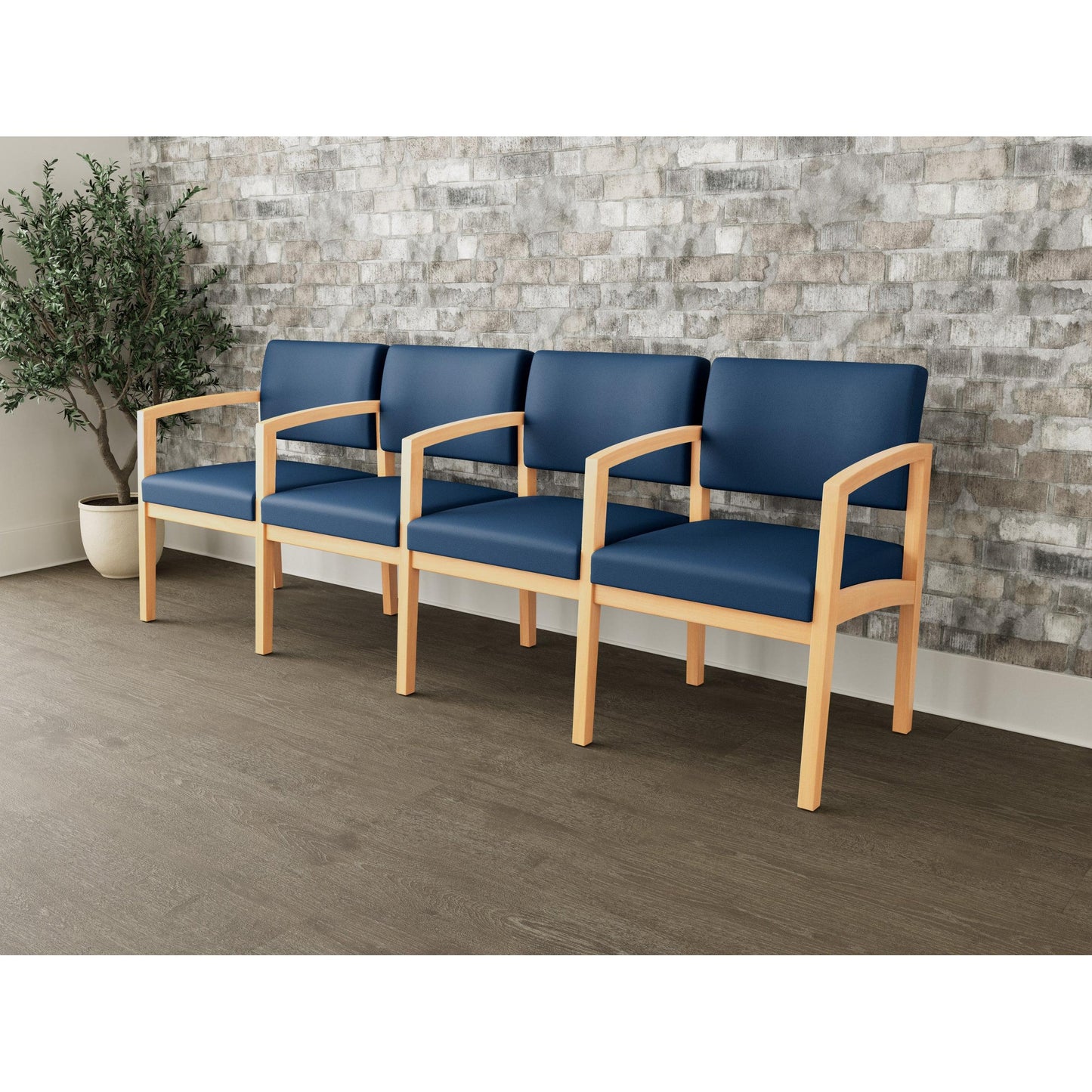 Lenox Wood Waiting Reception 4 Seat Tandem Seating Wood Frame