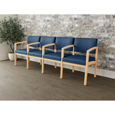 Lenox Wood Waiting Reception 4 Seat Tandem Seating Wood Frame