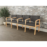 Lenox Wood Waiting Reception 4 Seat Tandem Seating Wood Frame