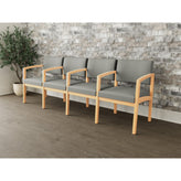 Lenox Wood Waiting Reception 4 Seat Tandem Seating Wood Frame