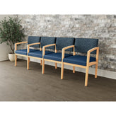 Lenox Wood Waiting Reception 4 Seat Tandem Seating Wood Frame