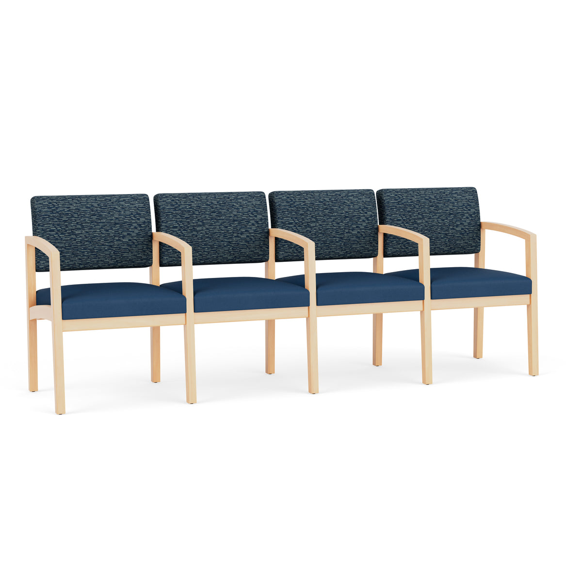 Lenox Wood Waiting Reception 4 Seat Tandem Seating Wood Frame