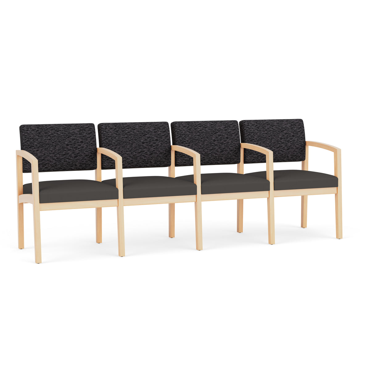 Lenox Wood Waiting Reception 4 Seat Tandem Seating Wood Frame