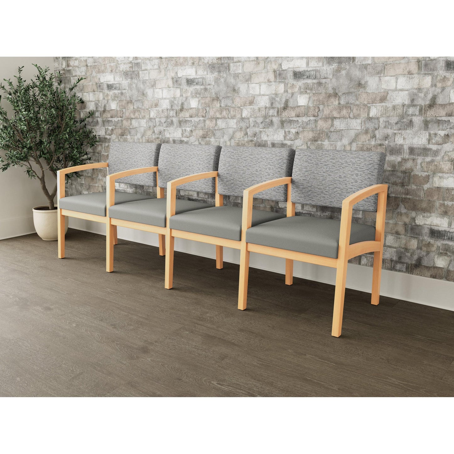 Lenox Wood Waiting Reception 4 Seat Tandem Seating Wood Frame