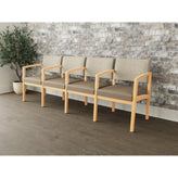 Lenox Wood Waiting Reception 4 Seat Tandem Seating Wood Frame