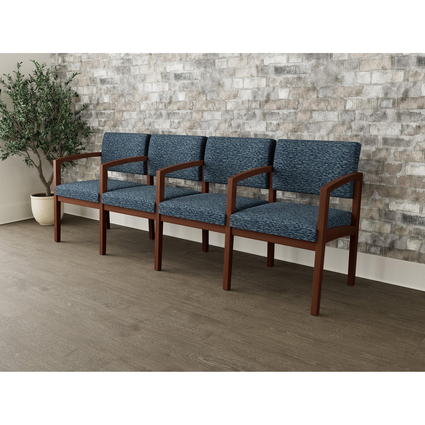 Lenox Wood Waiting Reception 4 Seat Tandem Seating Wood Frame