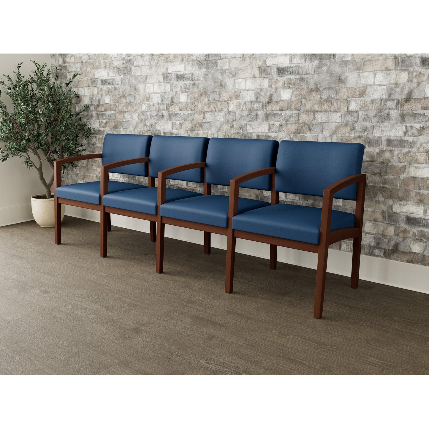 Lenox Wood Waiting Reception 4 Seat Tandem Seating Wood Frame
