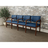 Lenox Wood Waiting Reception 4 Seat Tandem Seating Wood Frame