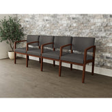 Lenox Wood Waiting Reception 4 Seat Tandem Seating Wood Frame