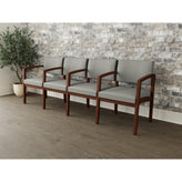 Lenox Wood Waiting Reception 4 Seat Tandem Seating Wood Frame