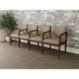 Lenox Wood Waiting Reception 4 Seat Tandem Seating Wood Frame