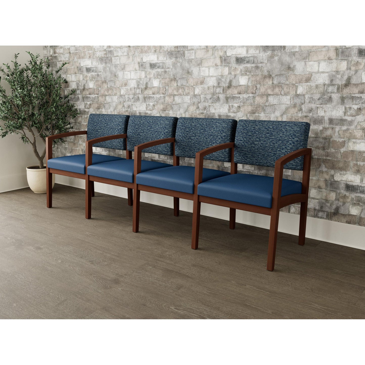 Lenox Wood Waiting Reception 4 Seat Tandem Seating Wood Frame