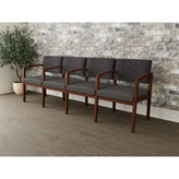 Lenox Wood Waiting Reception 4 Seat Tandem Seating Wood Frame