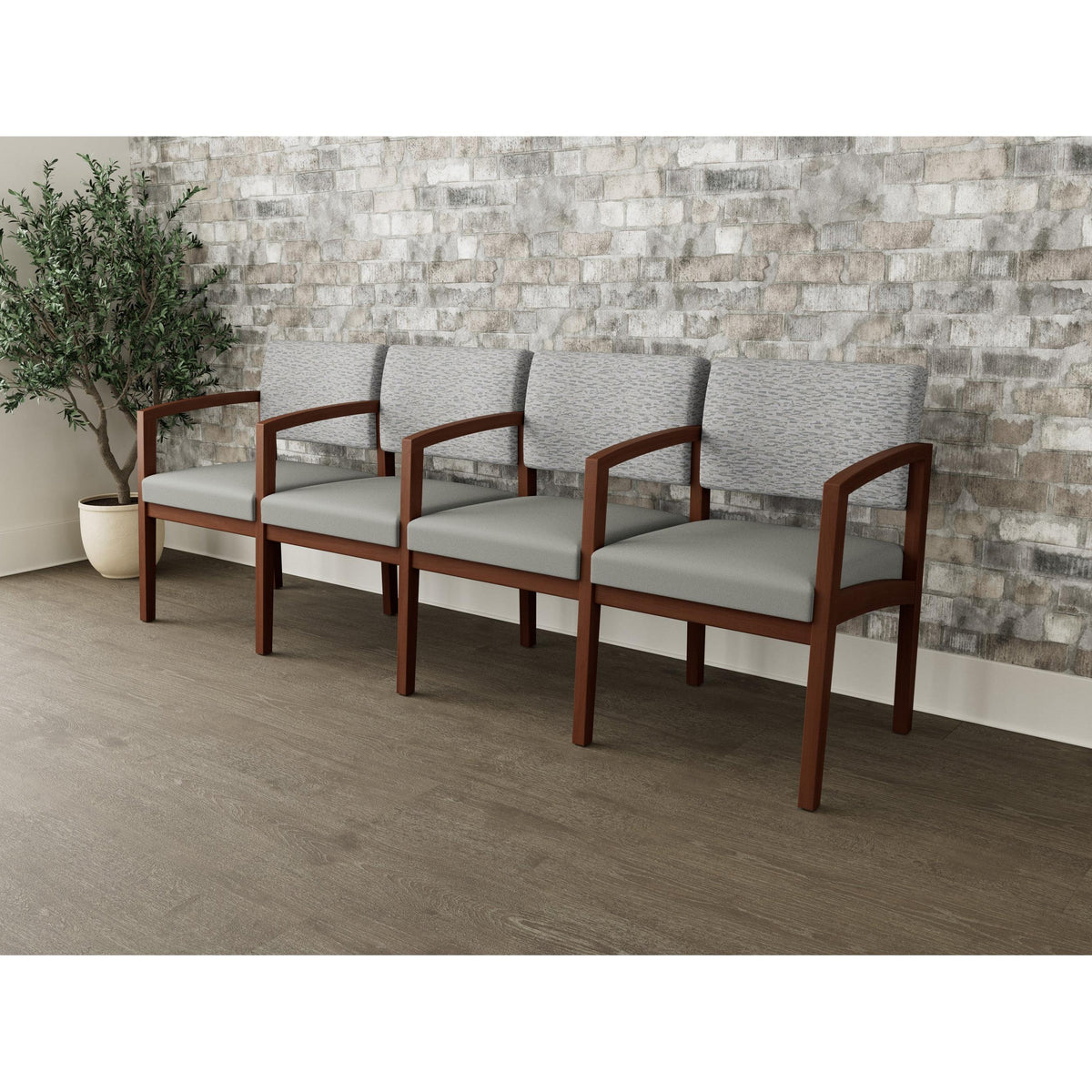 Lenox Wood Waiting Reception 4 Seat Tandem Seating Wood Frame