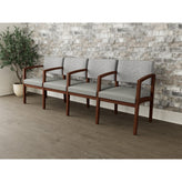 Lenox Wood Waiting Reception 4 Seat Tandem Seating Wood Frame