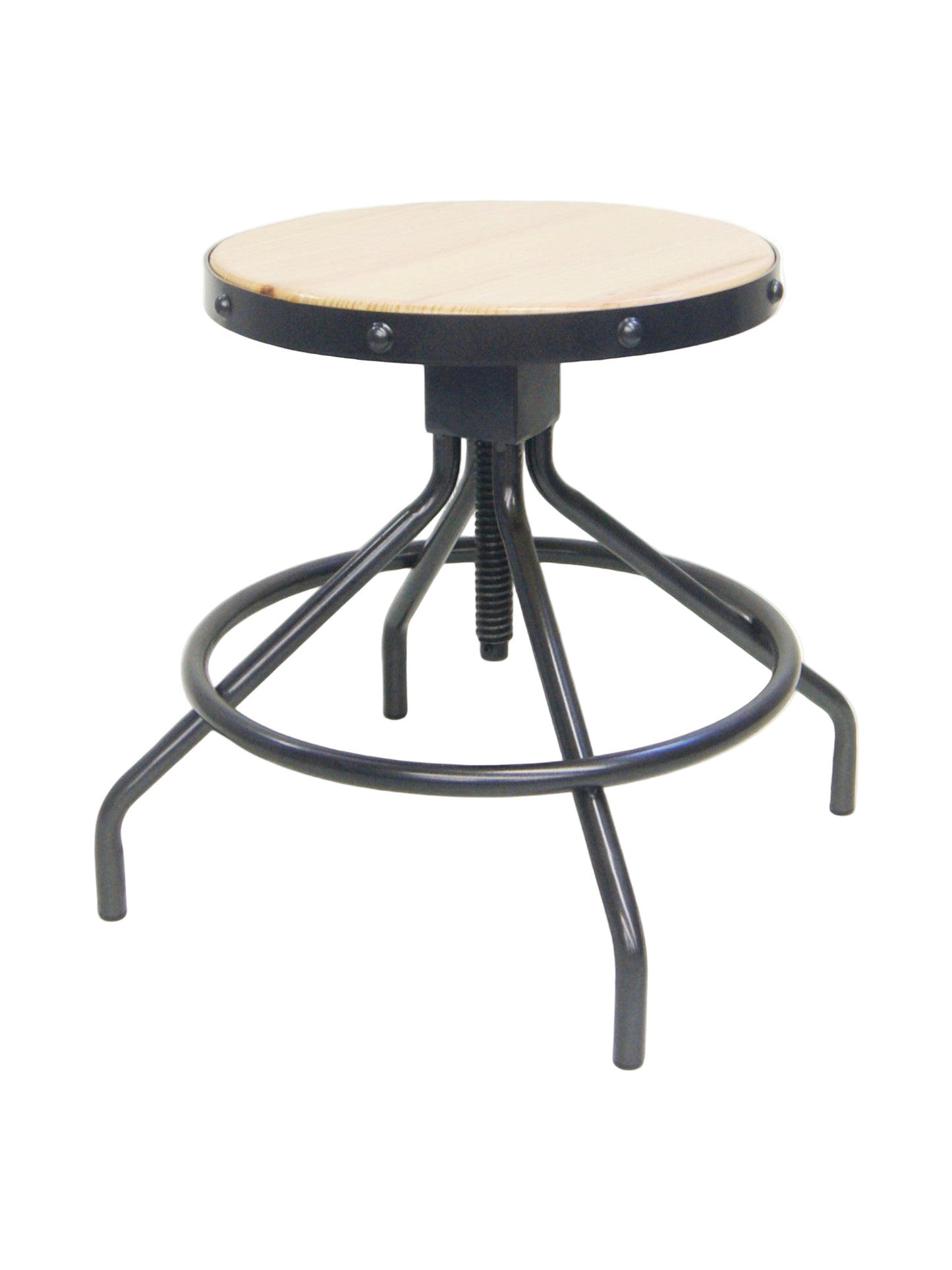 Adjustable Bar Stool with Natural Pinewood Seat