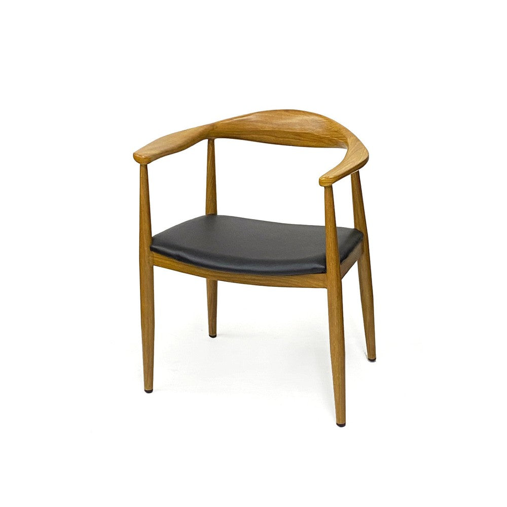 Mid-Century Modern Wood Grain Metal Frame Arm Chair