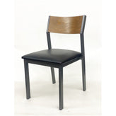 Slant Back Contemporary Metal Upholstered Dining Chair