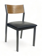 Slant Back Contemporary Metal Upholstered Dining Chair