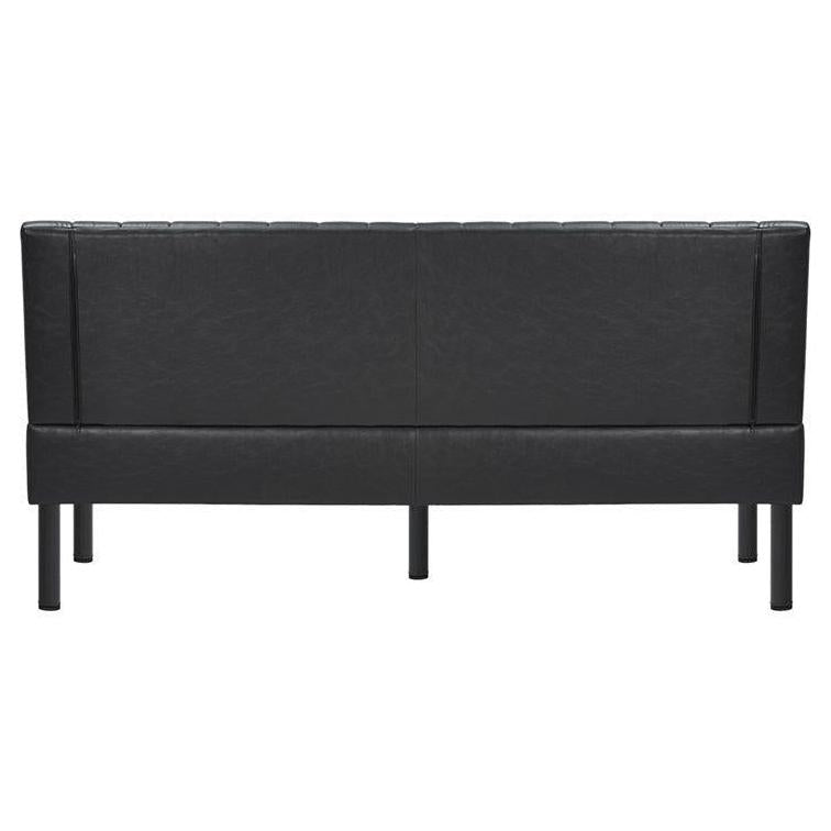 Wood Booth with Black Upholstered Seat and Vertical Channel Backrest - 36"H