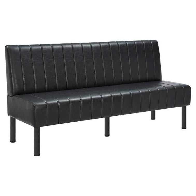 Wood Booth with Black Upholstered Seat and Vertical Channel Backrest - 36"H